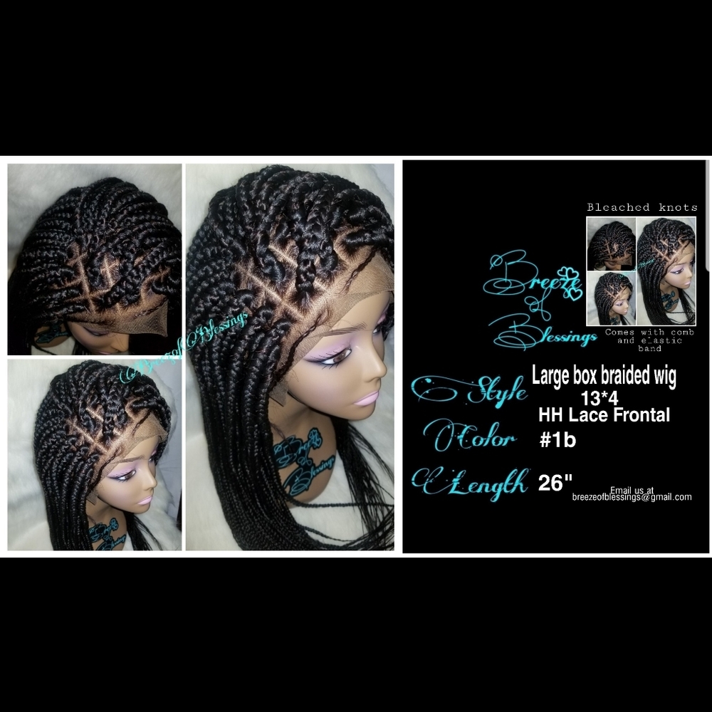 SOLD‼Large Box Braided HH 13*4 Lace FRONTAL wig - Picture 2 of 2